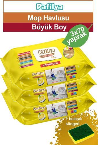 Pafilya Mopa Uyumlu İz Bırakmayan Yüzey Temizleme Havlusu, 3 x 70 adet Mop Havlu