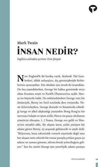 İnsan Nedir? - Mark Twain - Turkuvaz Kitap