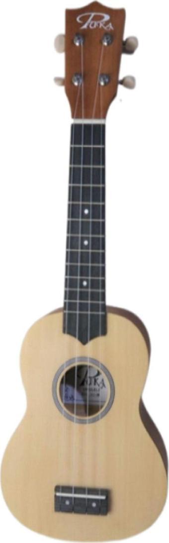 Puka Pk10-Bn Naturel Soprano Ukulele Ladin Kapak (Kılıf Dahil)