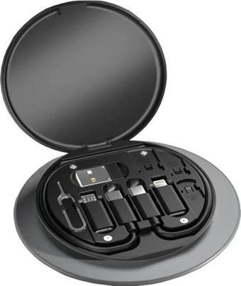 Polham 6in1 60W Type C, Micro ve İphone Lightning Kablolu, Dönüştürücü, Sim Aparatlı Seyahat Seti