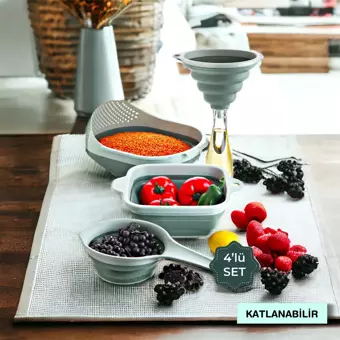 Mithra Life 4 Parça Akordiyon Yeşil Süzgeç Seti MIT1025