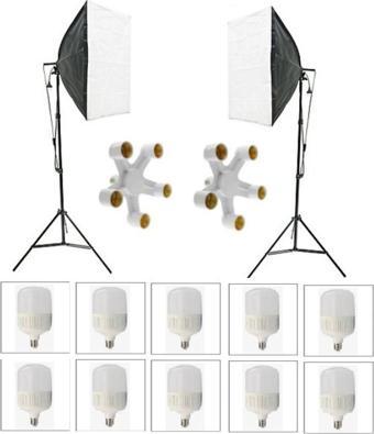 Aa Plus 5 Duylu Softbox (2 Adet) + 2 M Işık Ayağı +10 Adet 20 Watt Led Lamba (Toplam 18000 Lümen)