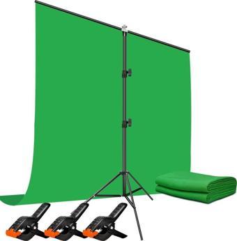 Ada Greenbox Green Screen Greenbox Yeşil Fon Perde (1.5X2 M) + Tek Ayaklı Fon Standı + 3 Mandal