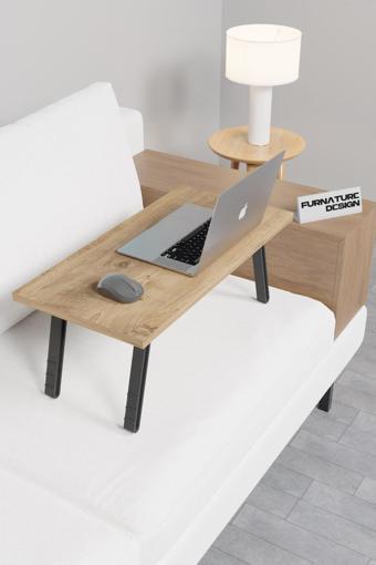 Katlanır Laptop Masası Çalışma Yatak Kahvaltı Masası 60x30 cm - Atlantik Çam