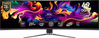 MSI MPG 491CQP QD-OLED 49 5120x1440 144Hz 0.03 ms HDMI DP Type-C HDR 400 Curved OLED Gaming Monitör