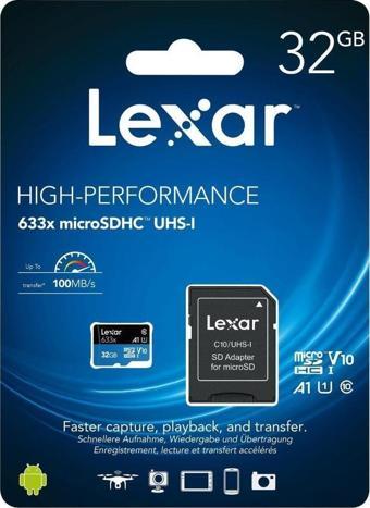 Lexar 32GB Micro SD Hafıza Kartı UHSI 633x 100MB