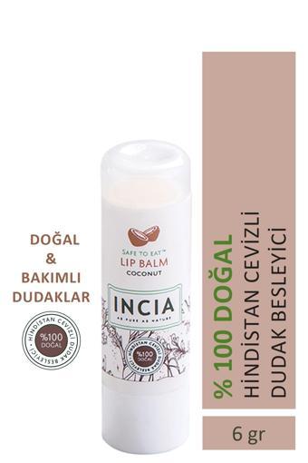 INCIA %100 Doğal Dudak Besleyici Hindistan Cevizi Bitkisel Nemlendirici Dudak Bakım Kremi 6 gr