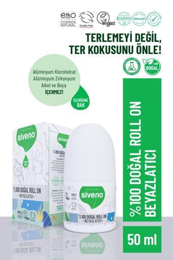 Siveno %100 Doğal Roll On Beyazlatıcı Etkili Deodorant Ter Kokusu Önleyici Bitkisel Leke Bırakmayan Vegan 50 ml