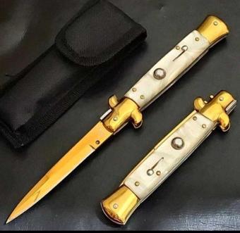 Orjinal Italyan Stiletto Çakı 22 Cm Gold