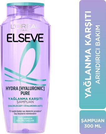 L'Oréal Paris Elseve Hydra [Hyaluronic] Pure Salisilik Asit İçeren Yağlanma Karşıtı Arındırıcı Şampuan 300 ml