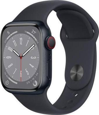 Apple Watch Series 8 Gps + Cellular 41  Mm Gece Yarısı Alüminyum Kasa Akıllı Saat