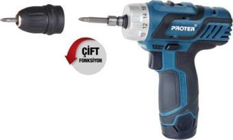 Proter 2.0 - 2.4 Ah Pst 222 Şarjlı Tornavida Darbesiz 2 Yıl 12 Volt Li-Ion Akülü Vidalamalar Çift akü