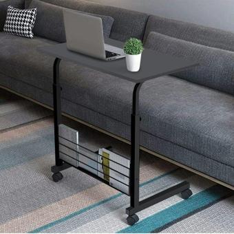 sekizincicaddedizayn Kitaplıklı Ve Yükseklik Ayarlı Laptop Sehpası Ve Çalışma Masası - Antrasit (TEKERLİ) Oval Kenar