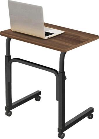 sekizincicaddedizayn Yükseklik Ayarlı Laptop Sehpası Ve Çalışma Masası -Ceviz (TEKERLİ) 60x40 Oval Kenar