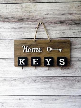 Beyyine Home Keys El Yapımı Ahşap Anahtar Askısı, Elbise Askısı, Askılık Pano Anahtarlık