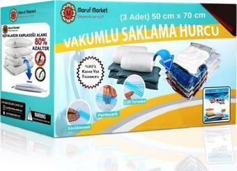 Beyyine Home Yüksek Kaliteli 4'Lü Vakumlu Hurc Seti (2 Orta 2 Büyük Boy) - Çevirmeli Mavi Kapak Vakumlu Hurç