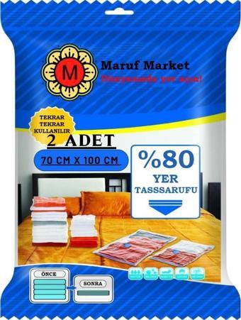 Beyyine Home Yüksek Kaliteli Vakumlu Hurc (L) (2 Adet) 70 Cm x 100 Cm - Çevirmeli & Mavi Kapak - Vakumlu Hurç