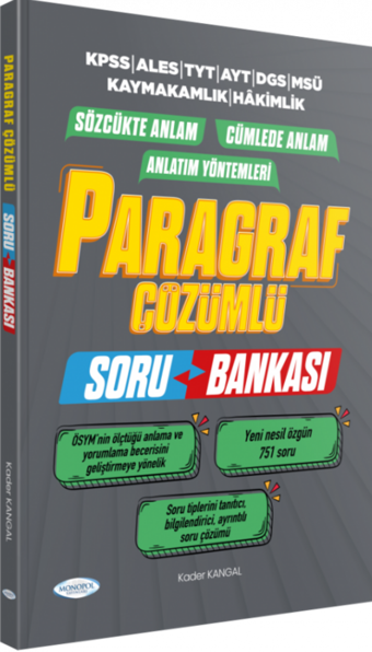 Paragraf Çözümlü Soru Bankası  - Monopol Yayınları