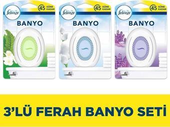 Febreze Banyo Hava Ferahlatıcı Oda Kokusu 3'Lü Set (Dağ Esintisi, Temiz Çarşaf Ferahlığı, Lavanta)