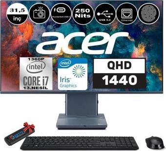 Acer Aspıre S32-1856 Intel Core I7-1360P 16GB 512GB SSD 31,5 Quad Hd 1440P W11H All In One Bilgisayar WHDQBL6EM001