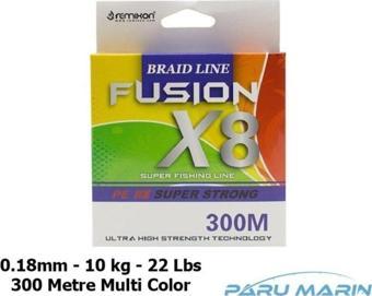 Remixon Fusion 300mt.0.18mm 10kg. X8 Multi Color Renkli Ip Misina