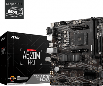 MSI A520M PRO DDR4 4600/1866Mhz M.2 MATX AM4