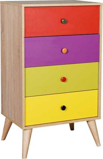 Adore Mobilya 4 Çekmeceli Şifonyer - Sonoma-Renkli 60x104x45 cm