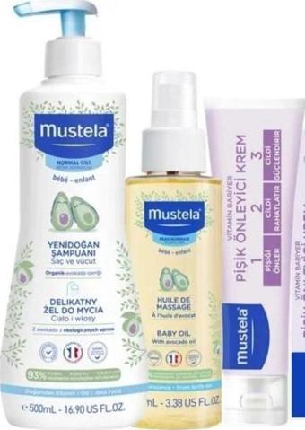 Mustela Favori Günlük Set (Yenidoğan Şampuanı 500 Ml+ Bebek Yağı 100 ml+ Pişik Önleyici Krem 100 ml)