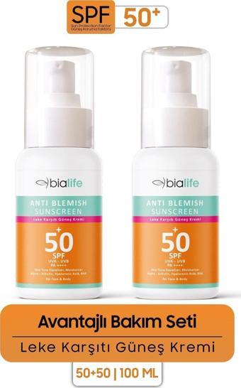 Suya Dayanıklı Leke Karşıtı Güneş Kremi SPF 50+  2'li SET - Bialife