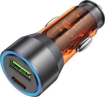 Coofbe Super Şarj USB+Type-C Giriş PD43W Araç Çakmaklık Şarjı Araç Hızlı Şarj Tüm Araçlara Uyumlu
