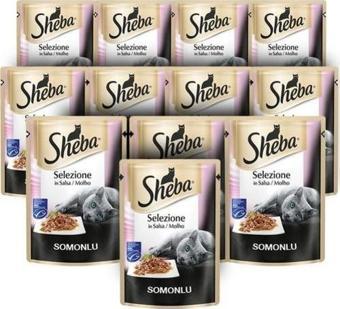 Sheba Somon Etli Pouch Kedi Ödülü 85 Gr x 12 Li Paket