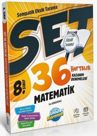 Ünlüler 8. Sınıf Matematik SET 36 Haftalık Kazanım Denemeleri Ünlüler Yayınları - Ünlüler Karması Yayınları