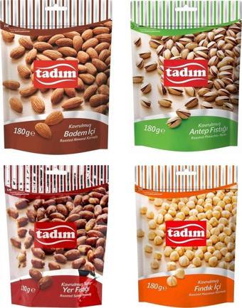 Tadım Badem-Antep Fıstığı-Yer Fıstığı-Fındık İçi 180 gr 4 lü Karma Paket