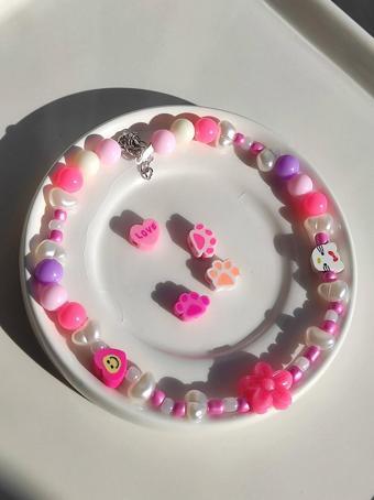 Amabel Jewelerys Hello Kitty ve Kalp Figürlü Kedi Köpek Kolyesi