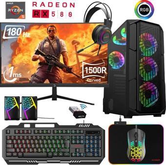 Xaser Xsr469 Ryzen 5 5600 16GB Ram 512GB M.2 NVMe SSD 8GB RX580 Ekran Kartı 27"Curved 180Hz Oyun Bilgisayarı