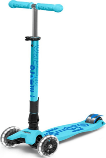 Maxi Micro Deluxe Foldable Bright Blue Led Scooter