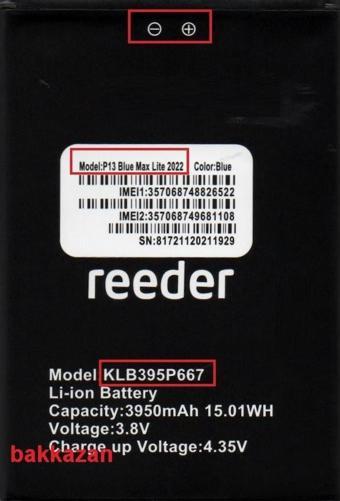 Reeder P13 Blue Max Lite 2022 KLB395P667 Batarya Pil