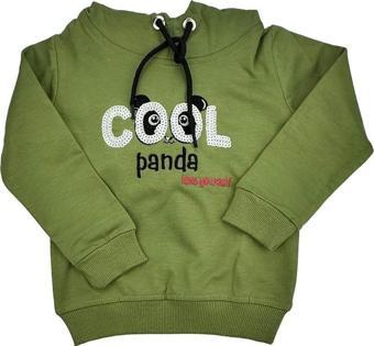 Cool Panda Kapşonlu Kız Bebek Sweat Yeşil