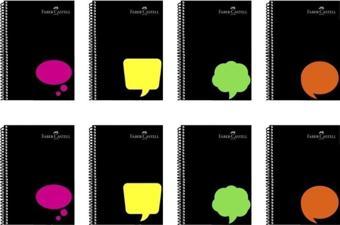 Faber-Castell Spiralli Plastik Kapak Neon 80 Yaprak 8'li Defter Seti (4 Adet Çizgili - 4 Adet Kareli)