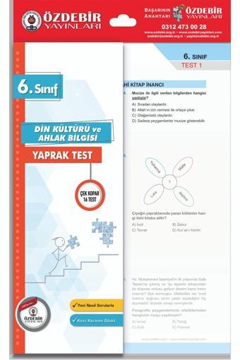 Özdebir Yayınları 6. Sınıf Din Kültürü Çek Kopar Yaprak Test - Özdebir Yayınları