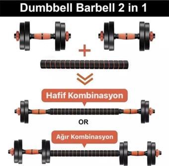 HEPİTOP Halter Ve Dambıl Seti Fonksiyonel Ağırlık Ve Vücut Geliştirme Aleti 15 Kg