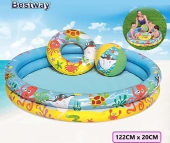 Bestway 51124 Şişme Çocuk Havuzu + Simit + Deniz Topu 122x20 Cm