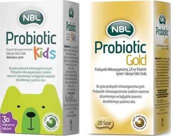 NBL Probiotic Gold 20 Stick Saşe + NBL Probiotic Kids 30 Çiğneme Tableti