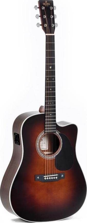 Sigma DTC-1E-SB Cutaway Elektro Akustik Gitar (Sunburst)