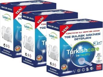 Turkishcare Ekonomik Hepsi Bir Arada Bulaşık Makinesi Tablet Deterjanı Toz 40x3 120 Yıkama