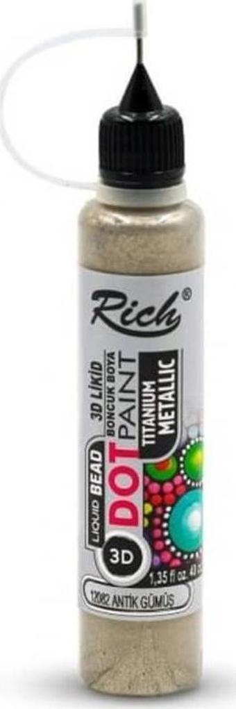 Rich Dot Paint Mandala Boyutlu Boya 40 cc METALİK ANTİK GÜMÜŞ 