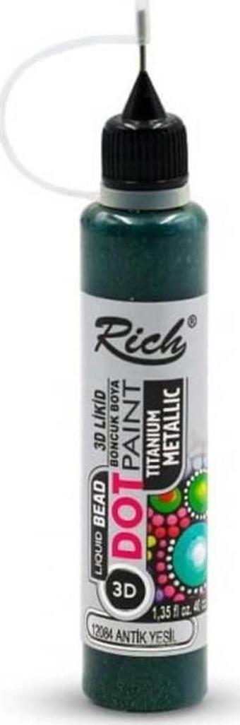 Rich Dot Paint Mandala Boyutlu Boya 40 cc METALİK ANTİK YEŞİL 