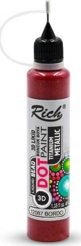 Rich Dot Paint Mandala Boyutlu Boya 40 cc METALİK BORDO 