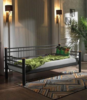 Unimet Kappis Daybed Tek Kişilik Sedir Metal Karyola 90 x 200 Siyah