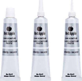 Red Apple Cam Kontur Boyası 25 ml Gümüş